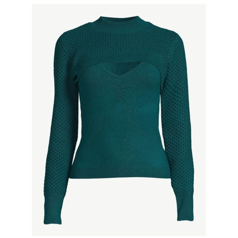 Sophia Vergara Women's Bolero Sweater Set‎ 2 Piece Green Size XXL